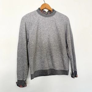 J. Crew Gray Mock Neck Pullover Metallic Ruffle